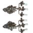 A 20th Century French Style Pair Of Three Light Brass Wall Sconces