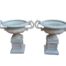 A Decorative Pair Of Cream Painted Urns / Jardinières On Bases