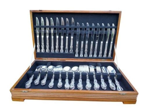 A 20th Century Eight Place (56 PIECES) OF EMESS Silver Plate Cutlery Set In Canteen