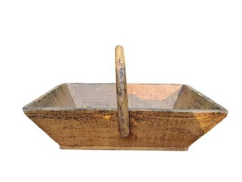 An Antique French Rustic Harvest Wooden Basket