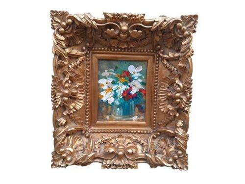 A 20th Century Ornately Giltwood Framed Signed Flower