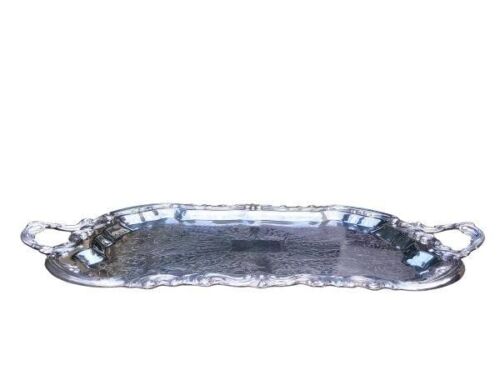 A 20th Century Victorian Style Large EPNS Tray with Two handles and Engravings