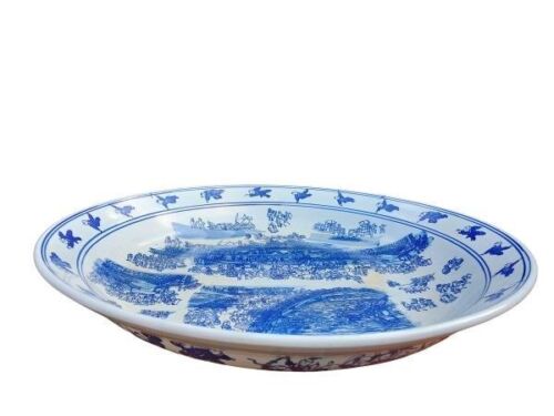 A 20th Century Chinese /  Oriental  Porcelain Hand -Painted Blue and White Charger Platter