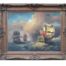 A 20TH Century Oil On Canvas Ships On Water  Of Large Proportion  In An Ornate Giltwood Frame