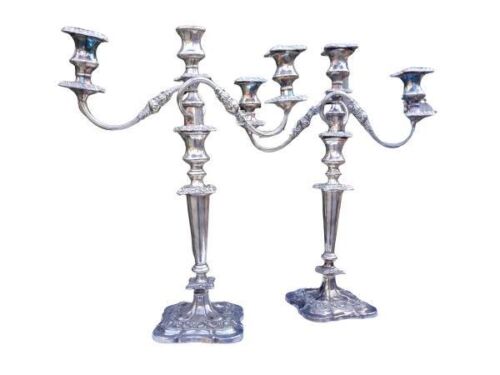 A 20th Century Pair Of Silver Plate Candelabras With Sconces