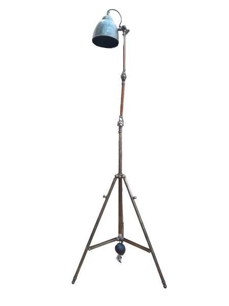 A 20th Century Brass Floor Lamp On Tripod Base