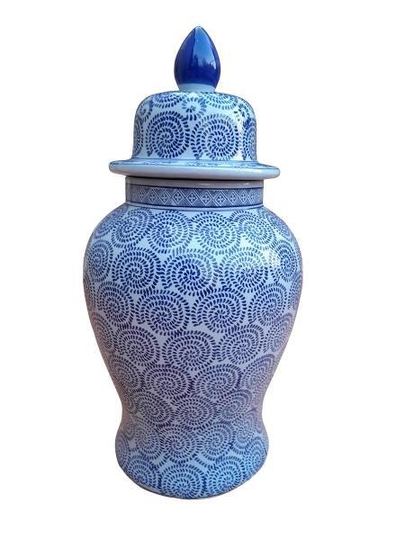 A 20th Century Chinese Blue / White Ceramic Lidded Ginger Jar