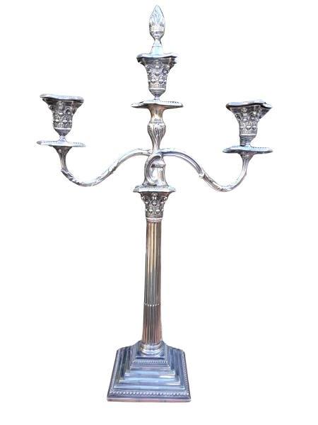 A 20th Century Silver Plated Corinthian Candelabra