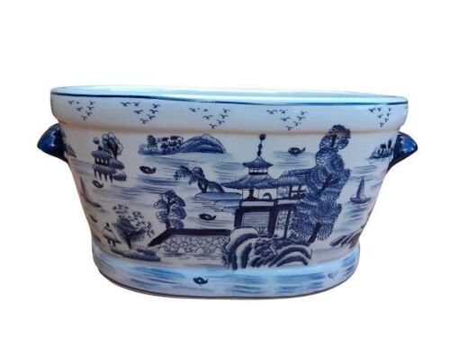 A  Blue / White Chinoiserie Style Ceramic Planter