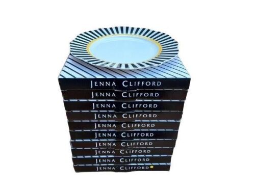 A Set Of Ten Fine China Jenna Clifford Ivory Noir Charger  /  Plates In Boxes (AS NEW)