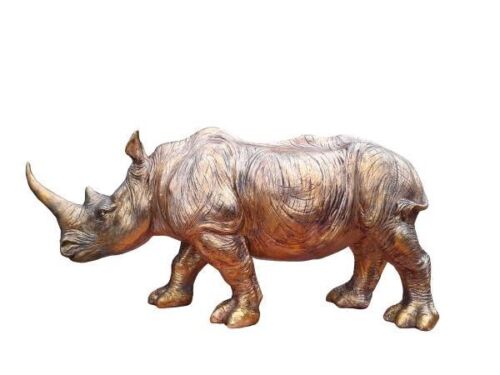 A Decorative Large Gold Rhino Figurine