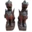 An Antique Early 20th Century Decorative Carved Wooden Pair Of Burmese Lion-Dogs