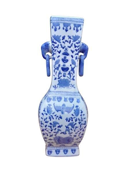 A 20th Century Chinese Blue / White With Elephant Handles Vase