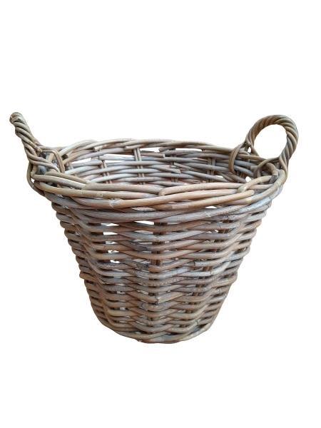 A Cane  Basket With Handles