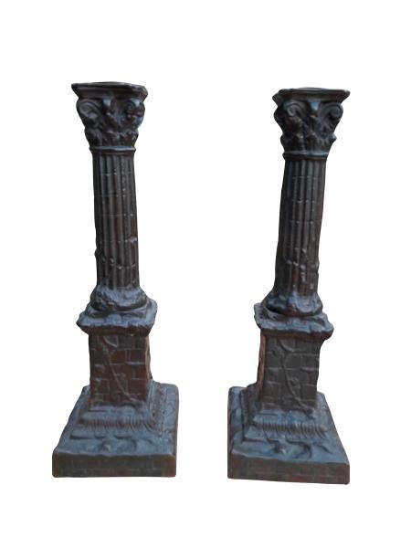An Antique 19th Century Circa 1890s Pair Of Bronze Grand Tour Style Candle Holders
