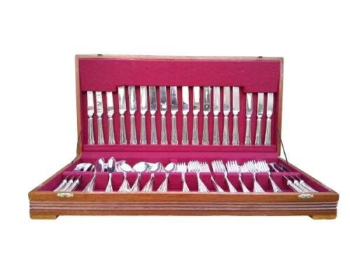 A Silver Plate Dubary Style Twelve Place Cutlery In Canteen
