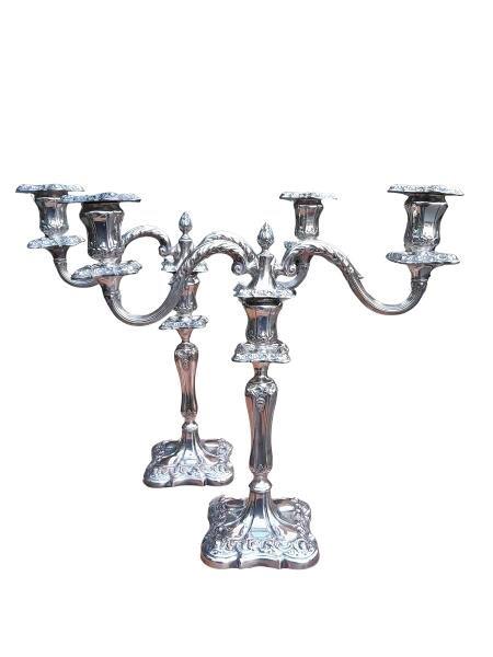 A 20th  Century Pair Of Sheffield EPNS Silver Plate Candelabras