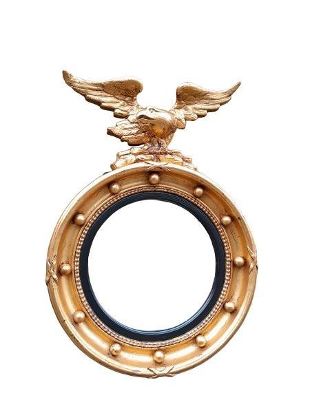A 20th Century Regency Style Mirror With Eagle Bevelled Convex Mirror