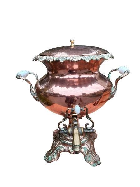 An Antique Victorian Circa 1880s Samovar In Copper And Brass