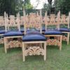A 20th Century Set of Eight Carved and Bleached Oak Dining Chairs Upholstered in Leather - Image 3
