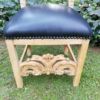 A 20th Century Set of Eight Carved and Bleached Oak Dining Chairs Upholstered in Leather - Image 8