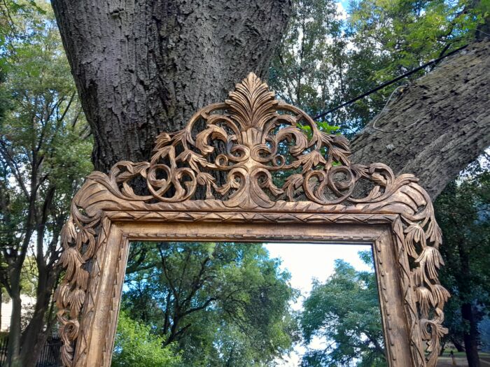 An Ornately Carved Wooden and Hand-Gilded Mirror of Large Proportion - Image 5