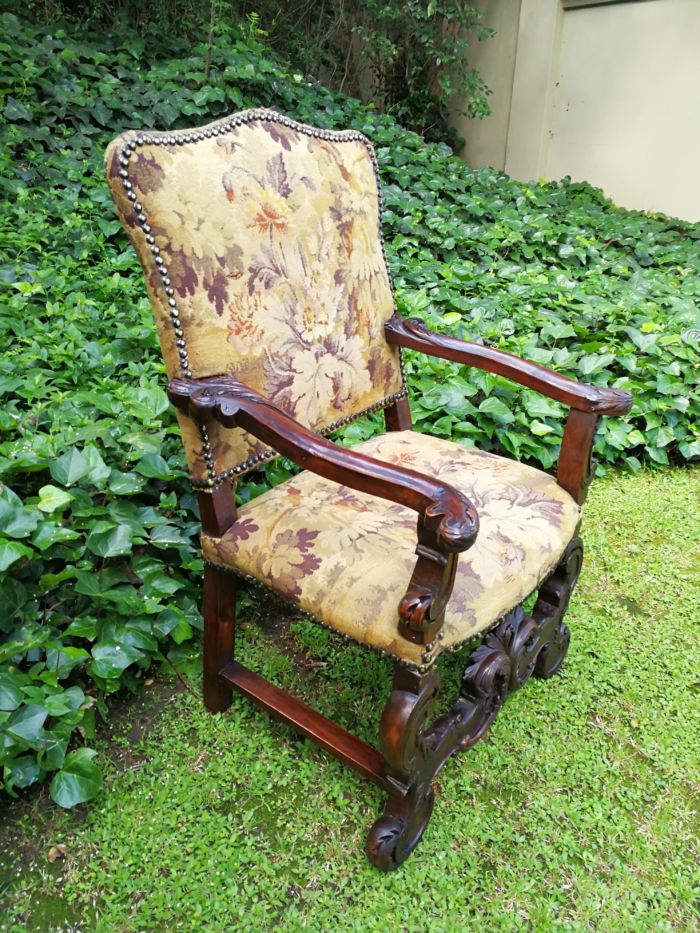 A Jacobean style richly carved oak Chair 19th century-  ND                                   - Image 4