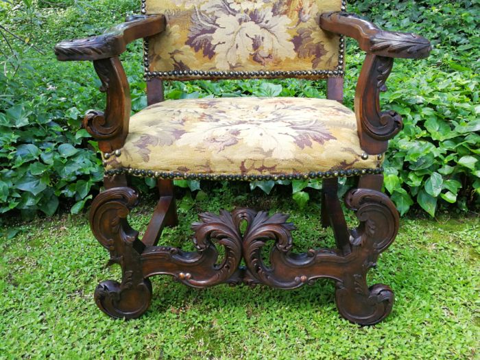 A Jacobean style richly carved oak Chair 19th century-  ND                                   - Image 8