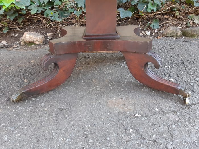 Regency Inlaid Mahogany Dropside Breakfast Table with Brass Capped Claw Feet on Castors - Image 7