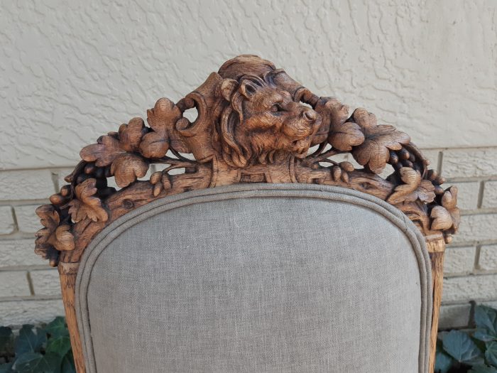 Set of 5 19th-Century Carved Oak Dining Chairs upholstered - Image 12