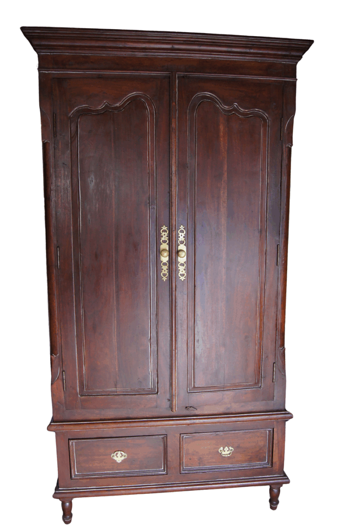 20th Century French Indo Colonial Solid Teak Armoire