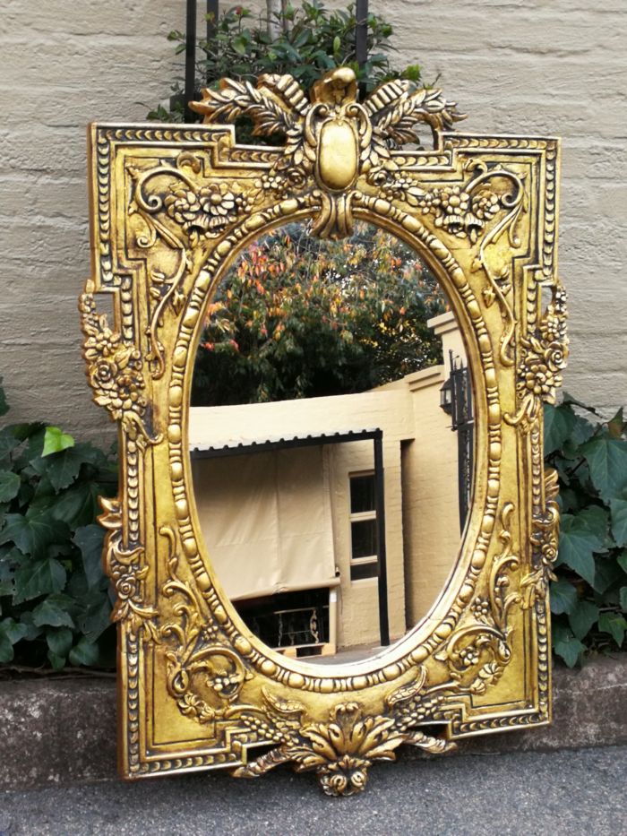 Large Carved Wooden Mirror Hand Gilded in Gold Leaf - Image 4