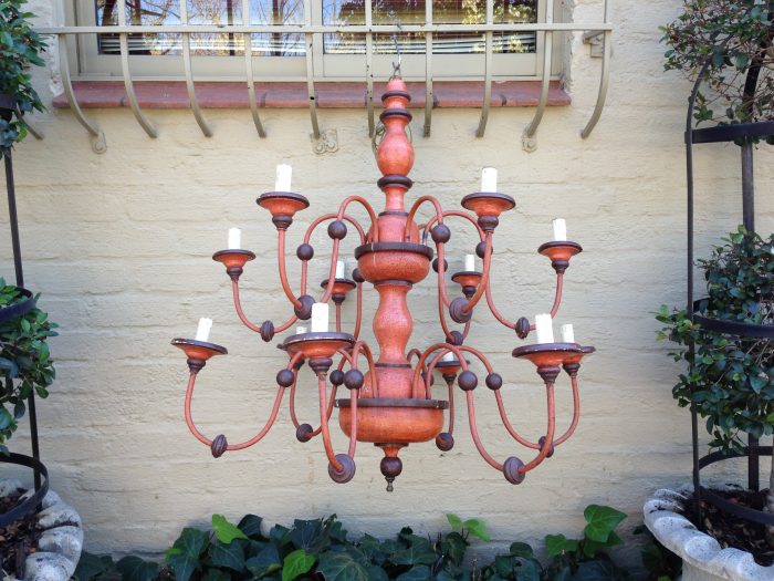 12 Arm Wooden Chandelier - Image 2
