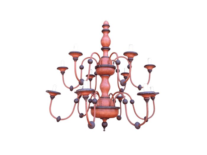 12 Arm Wooden Chandelier