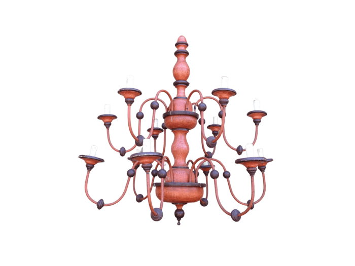 12 Arm Wooden Chandelier
