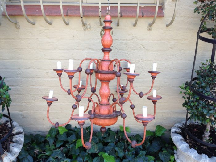 12 Arm Wooden Chandelier - Image 3