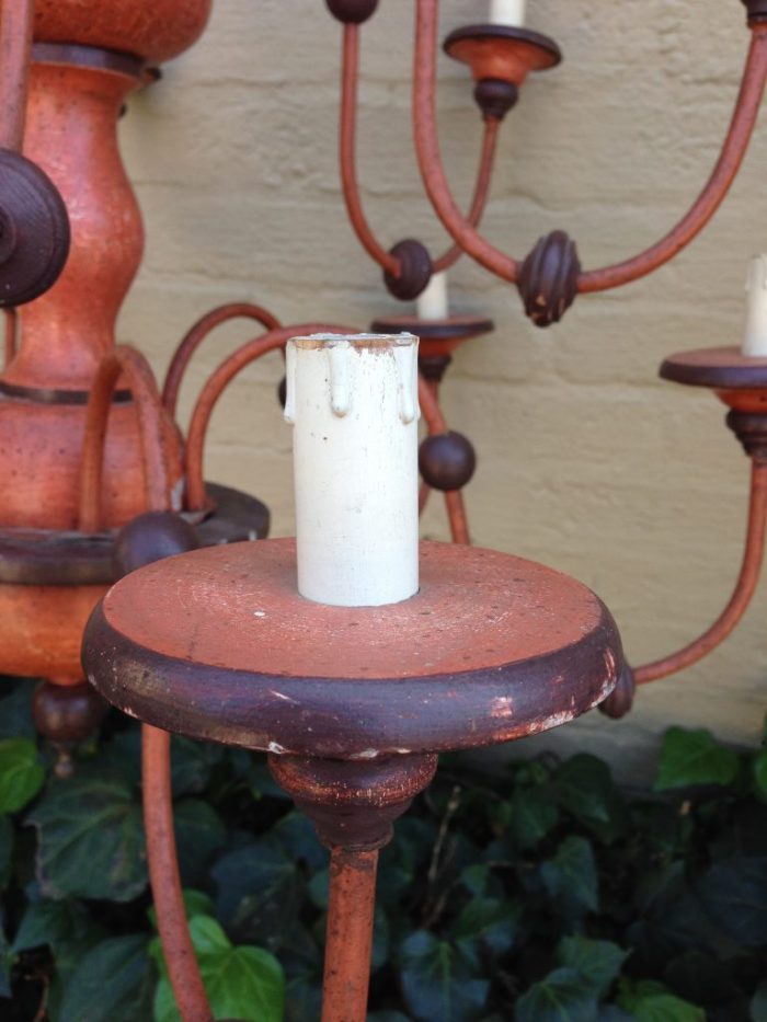 12 Arm Wooden Chandelier - Image 8