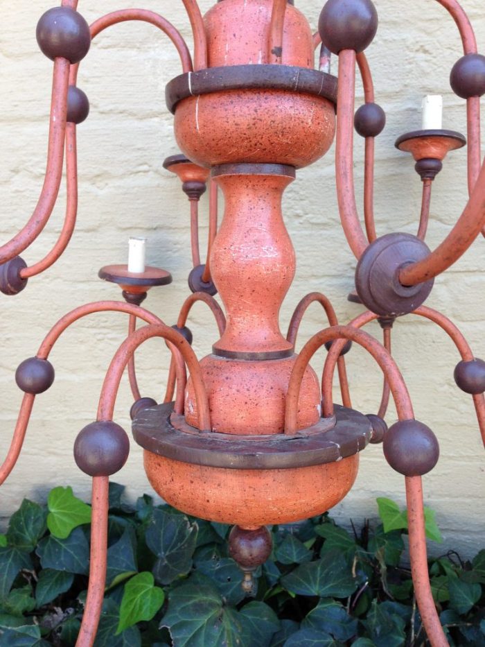 12 Arm Wooden Chandelier - Image 9