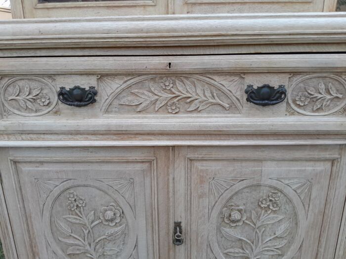 Edwardian Oak Escretoire Bookcase - Image 11