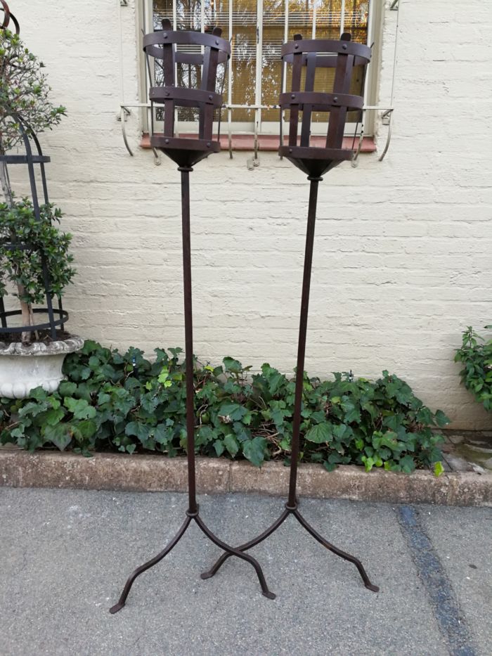 Pair Wrought Iron Torches - Image 2