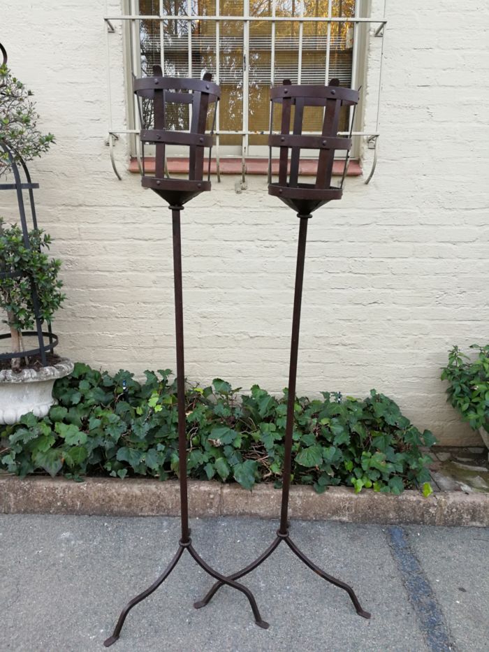 Pair Wrought Iron Torches - Image 3