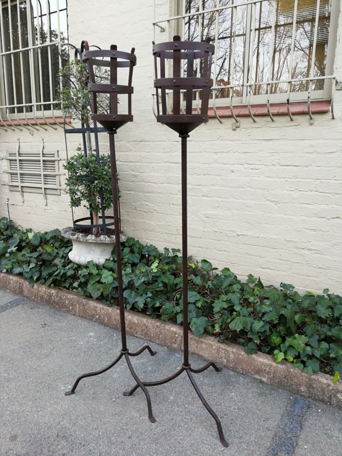 Pair Wrought Iron Torches - Image 4