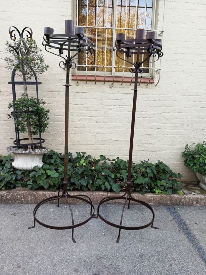 Pair Wrought Iron Candelabra - Image 2