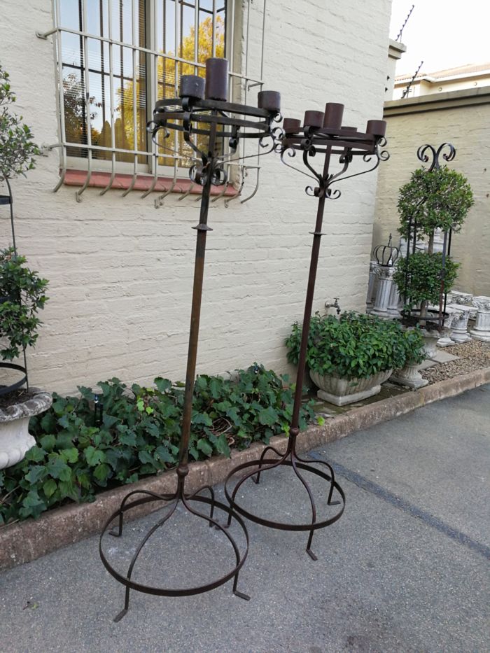 Pair Wrought Iron Candelabra - Image 4
