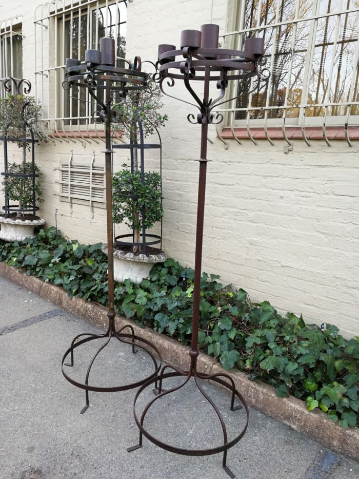 Pair Wrought Iron Candelabra - Image 5