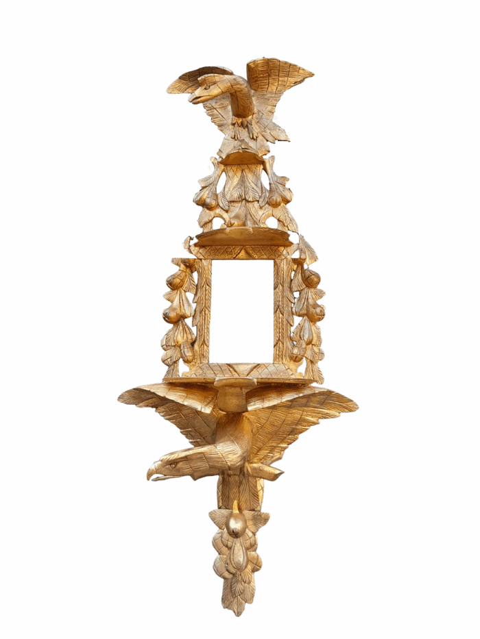 European Ornately Carved Oak Eagle Mirror