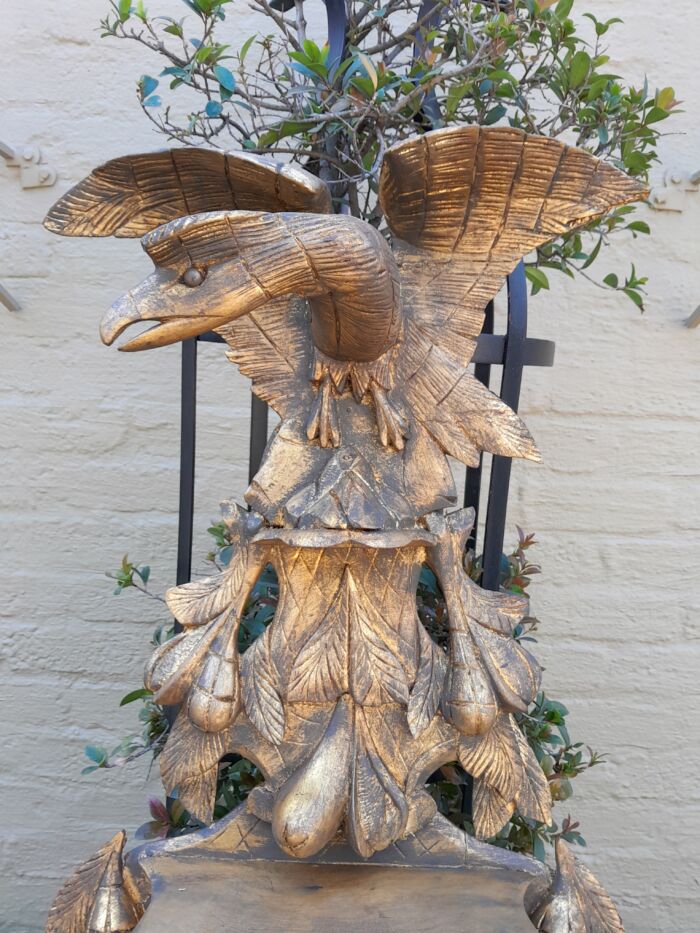 European Ornately Carved Oak Eagle Mirror - Image 5