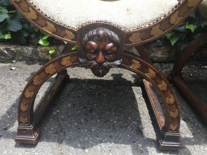 Pair Mid 19th Century Italian Oak Carved Savonarola Chairs, Provenance Heather Lloyd Jones-Westcott, circa 1855 - ND - Image 6