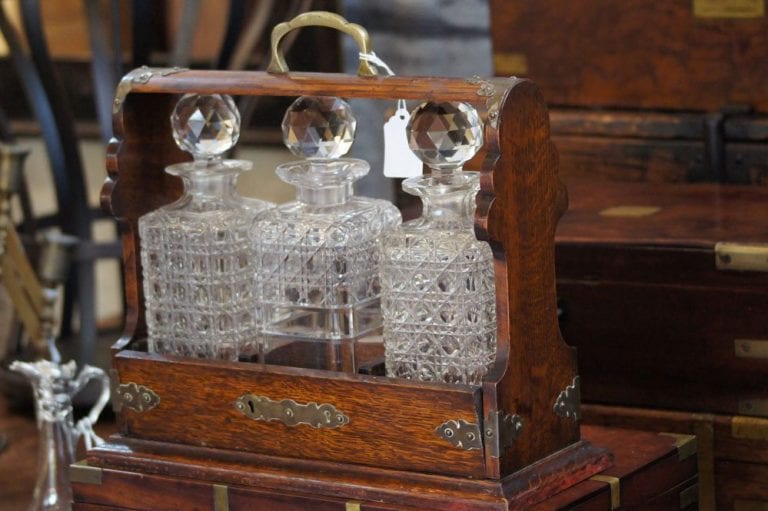 Victorian Oak Wood Tantalus - Image 2