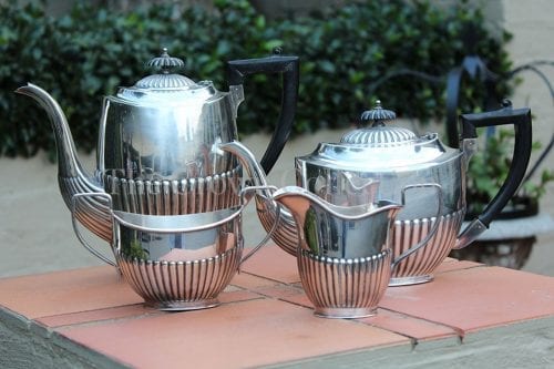Set of 4 silver plated tea set